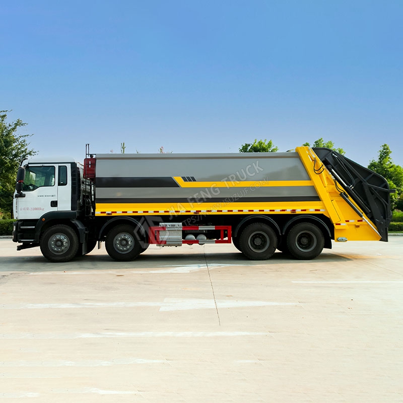 Sinotruk 8x4 الأمامية أربعة الخلفية ثمانية ضاغط شاحنة القمامة